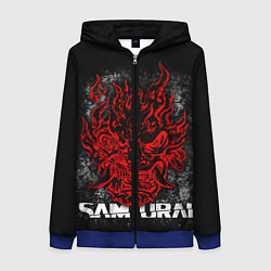 Толстовка на молнии женская Samurai - Red logo - Cyberpunk 2077, цвет: 3D-синий