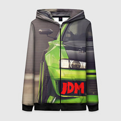 Толстовка на молнии женская JDM машина зеленая тюнингованная, цвет: 3D-черный