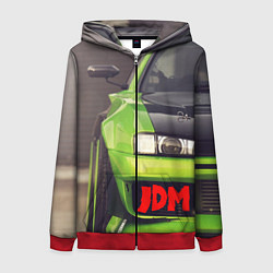 Женская толстовка на молнии JDM машина зеленая тюнингованная