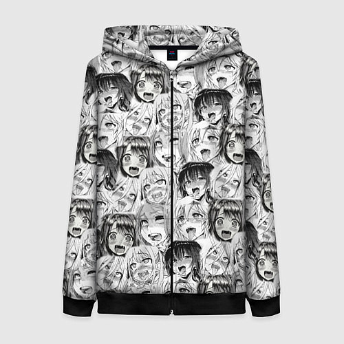 Женская толстовка на молнии Разные девушки Ахегао / 3D-Черный – фото 1
