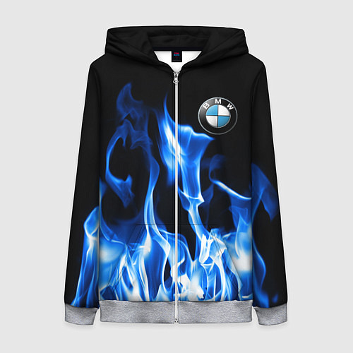 Женская толстовка на молнии BMW fire / 3D-Меланж – фото 1