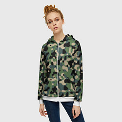 Толстовка на молнии женская Камуфляж WW2 US Summer Verdant, цвет: 3D-белый — фото 2