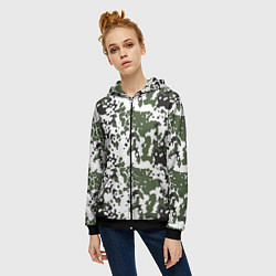 Толстовка на молнии женская Камуфляж M-84 Snow, цвет: 3D-черный — фото 2
