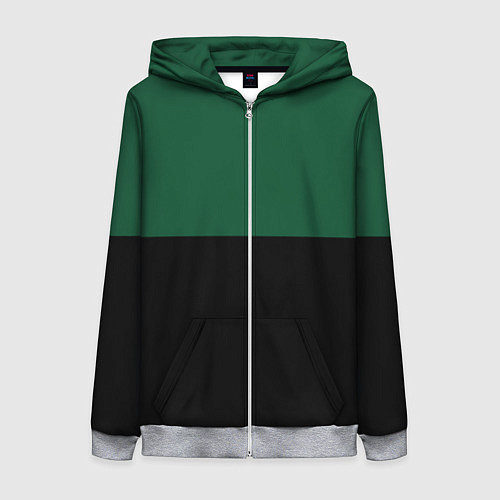 Женская толстовка на молнии Серьёзный Зелёный / 3D-Меланж – фото 1