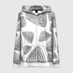 Толстовка на молнии женская Чёрные отпечатки древности, цвет: 3D-белый