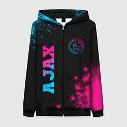 Женская толстовка на молнии Ajax - neon gradient: надпись, символ