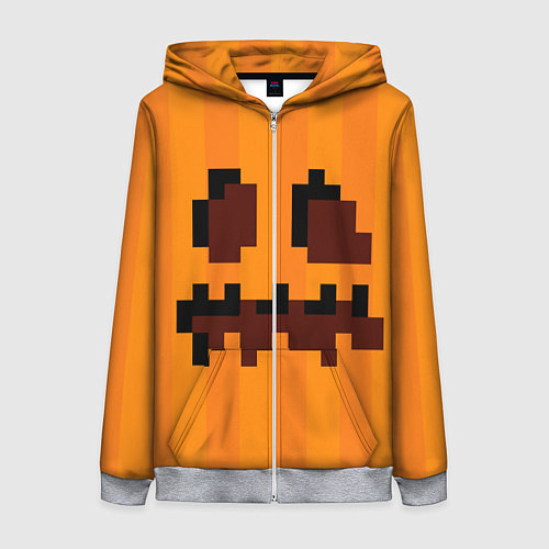 Женская толстовка на молнии Тыква - Майнкрафт - Хеллоуин / 3D-Меланж – фото 1