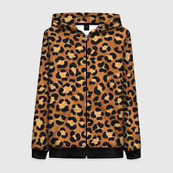 Толстовка на молнии женская Леопардовый цвет, цвет: 3D-черный