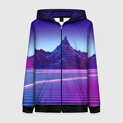 Толстовка на молнии женская Neon mountains - Vaporwave, цвет: 3D-черный