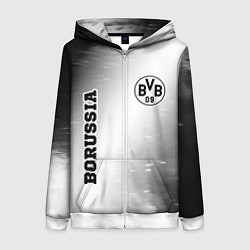 Толстовка на молнии женская Borussia sport на светлом фоне: надпись, символ, цвет: 3D-белый