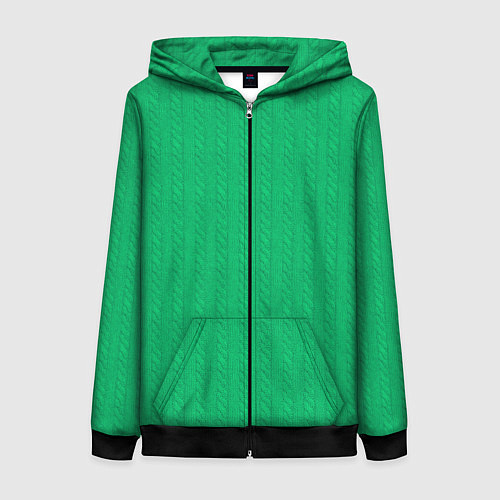 Женская толстовка на молнии Зеленый вязаный свитер / 3D-Черный – фото 1