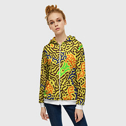 Толстовка на молнии женская Абстрактные кислотные полосы, цвет: 3D-белый — фото 2