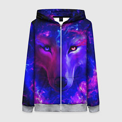 Толстовка на молнии женская Волшебный звездный волк, цвет: 3D-меланж