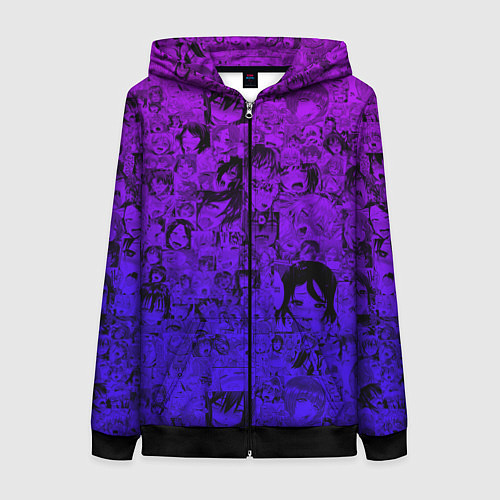 Женская толстовка на молнии Ахегао яркий градиент / 3D-Черный – фото 1