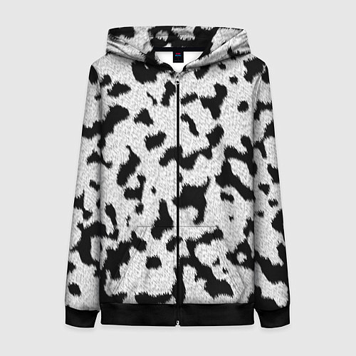 Женская толстовка на молнии Далматин - текстура / 3D-Черный – фото 1