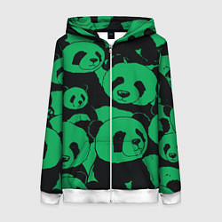 Женская толстовка на молнии Panda green pattern