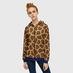 Толстовка на молнии женская Текстура жирафа, цвет: 3D-синий — фото 2