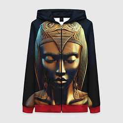Толстовка на молнии женская Нейросеть - золотая статуя египетской царицы, цвет: 3D-красный