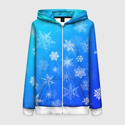 Женская толстовка на молнии Снежинки в небе