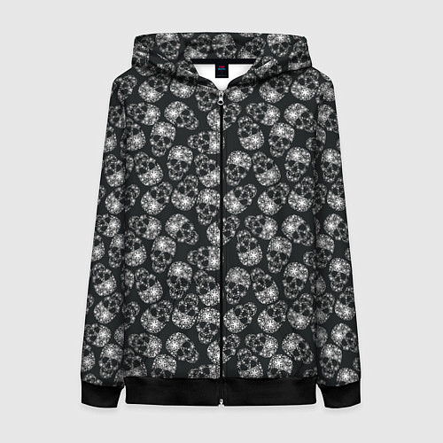 Женская толстовка на молнии Черепа со звёздами / 3D-Черный – фото 1