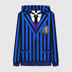 Толстовка на молнии женская Ученик академии Невермор: униформа, цвет: 3D-синий