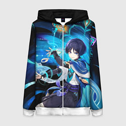 Толстовка на молнии женская Странник: Genshin impact, цвет: 3D-белый