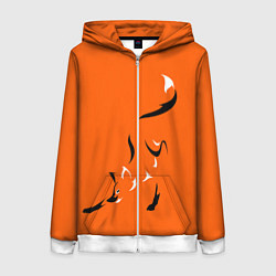 Толстовка на молнии женская Рыжая лисица, цвет: 3D-белый
