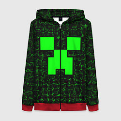 Толстовка на молнии женская Minecraft green squares, цвет: 3D-красный