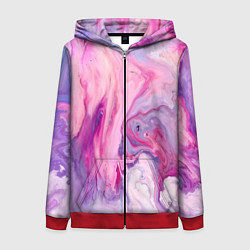 Толстовка на молнии женская Разлитая смешанная краска, цвет: 3D-красный