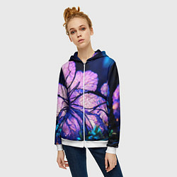 Толстовка на молнии женская Цветы слёз, цвет: 3D-белый — фото 2
