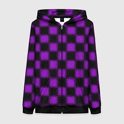 Женская толстовка на молнии Фиолетовый черный узор Шахматка
