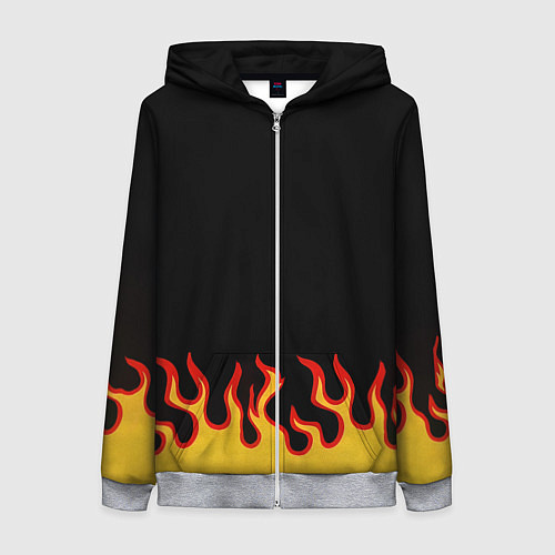 Женская толстовка на молнии Горящее пламя / 3D-Меланж – фото 1