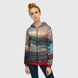 Толстовка на молнии женская Необъятный океан, цвет: 3D-красный — фото 2