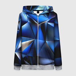 Толстовка на молнии женская Polygon blue abstract, цвет: 3D-меланж