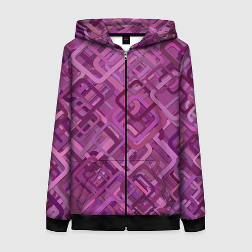Женская толстовка на молнии Фиолетовые диагонали / 3D-Черный – фото 1