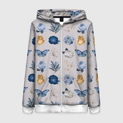 Женская толстовка на молнии Цветы и бабочки