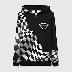 Толстовка на молнии женская Genesis racing flag, цвет: 3D-черный