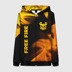 Женская толстовка на молнии Free Fire - gold gradient: надпись, символ