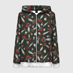 Женская толстовка на молнии Мухоморы - паттерн