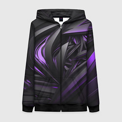 Толстовка на молнии женская Черно-фиолетовые объекты, цвет: 3D-черный