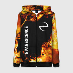 Толстовка на молнии женская Evanescence и пылающий огонь, цвет: 3D-черный