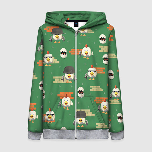Женская толстовка на молнии Chicken gun battle / 3D-Меланж – фото 1