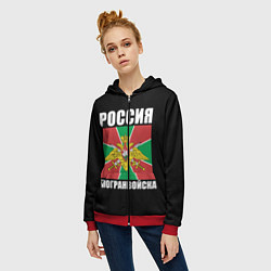 Толстовка на молнии женская Погранвойска России, цвет: 3D-красный — фото 2