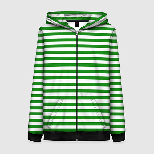 Женская толстовка на молнии Тельняшка зеленая Пограничных войск / 3D-Черный – фото 1
