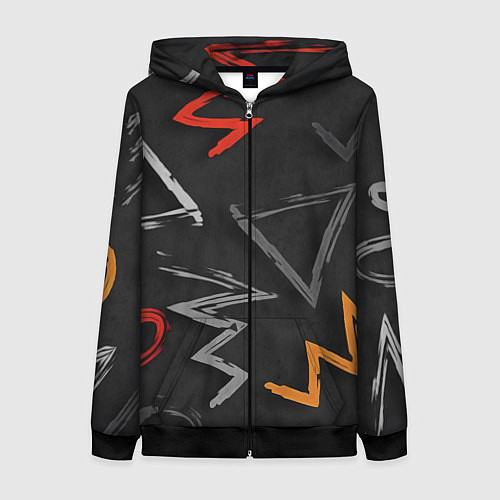 Женская толстовка на молнии Паттерн фигуры / 3D-Черный – фото 1