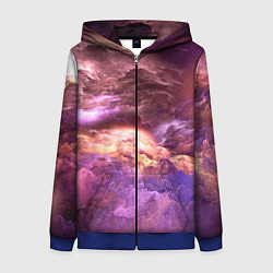 Толстовка на молнии женская Фиолетовое облако, цвет: 3D-синий