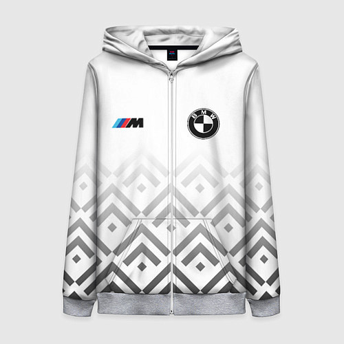 Женская толстовка на молнии BMW m power - белый / 3D-Меланж – фото 1