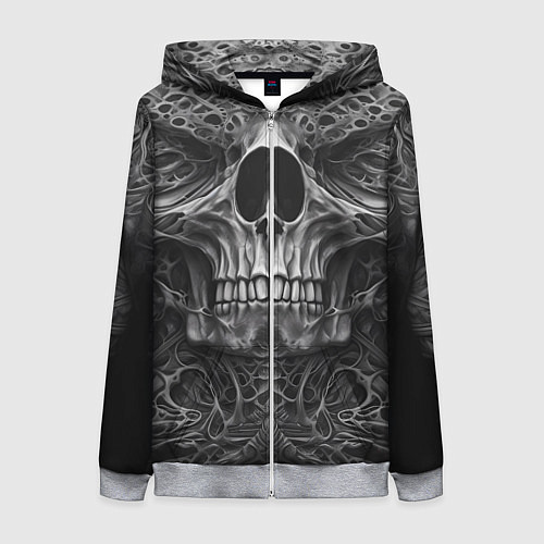 Женская толстовка на молнии Череп в стиле Гигера / 3D-Меланж – фото 1