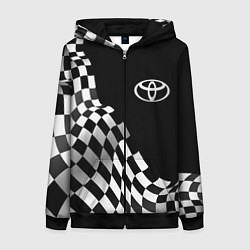 Толстовка на молнии женская Toyota racing flag, цвет: 3D-черный