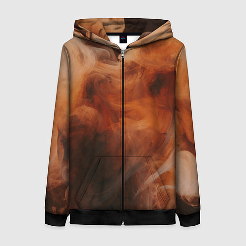 Женская толстовка на молнии Оранжевый абстрактный дым / 3D-Черный – фото 1
